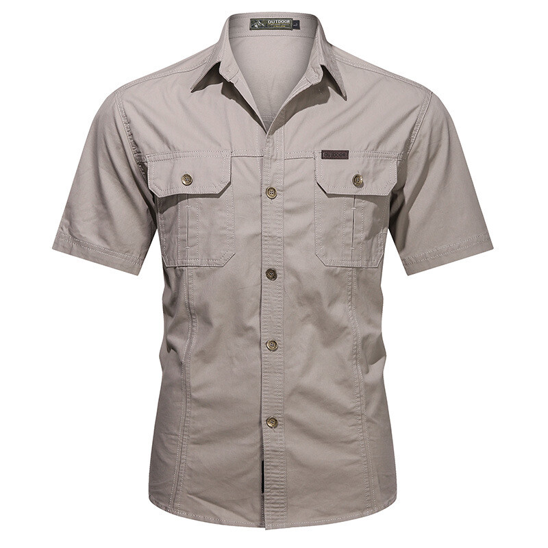 Mens Work Shirts Military Short Sleeves Air Force Army Cotton Casual Shirts Tops