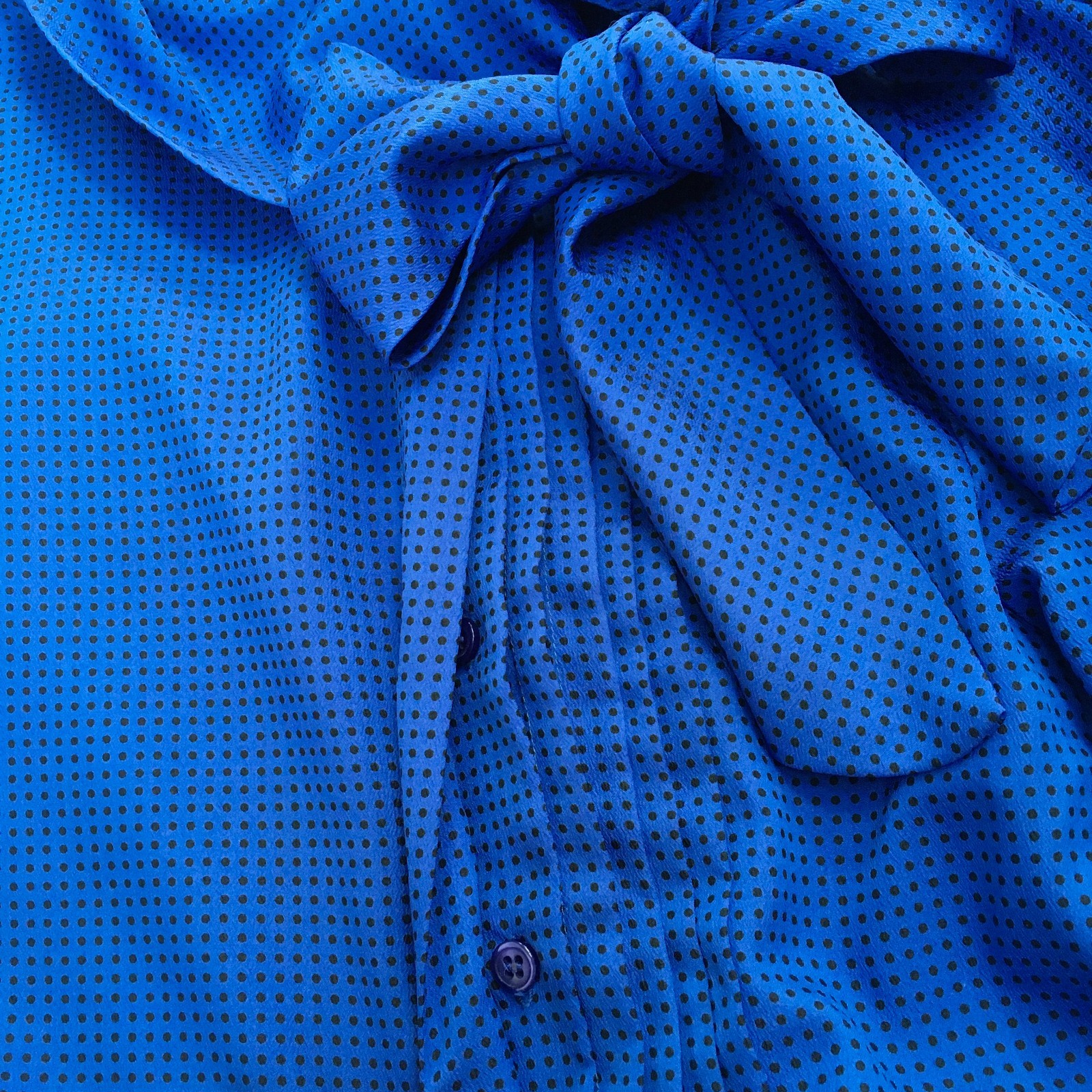Vintage 80’s Bow Blouse Blue Polka Dot Walker & Lane Sz Vtg 14 Career
