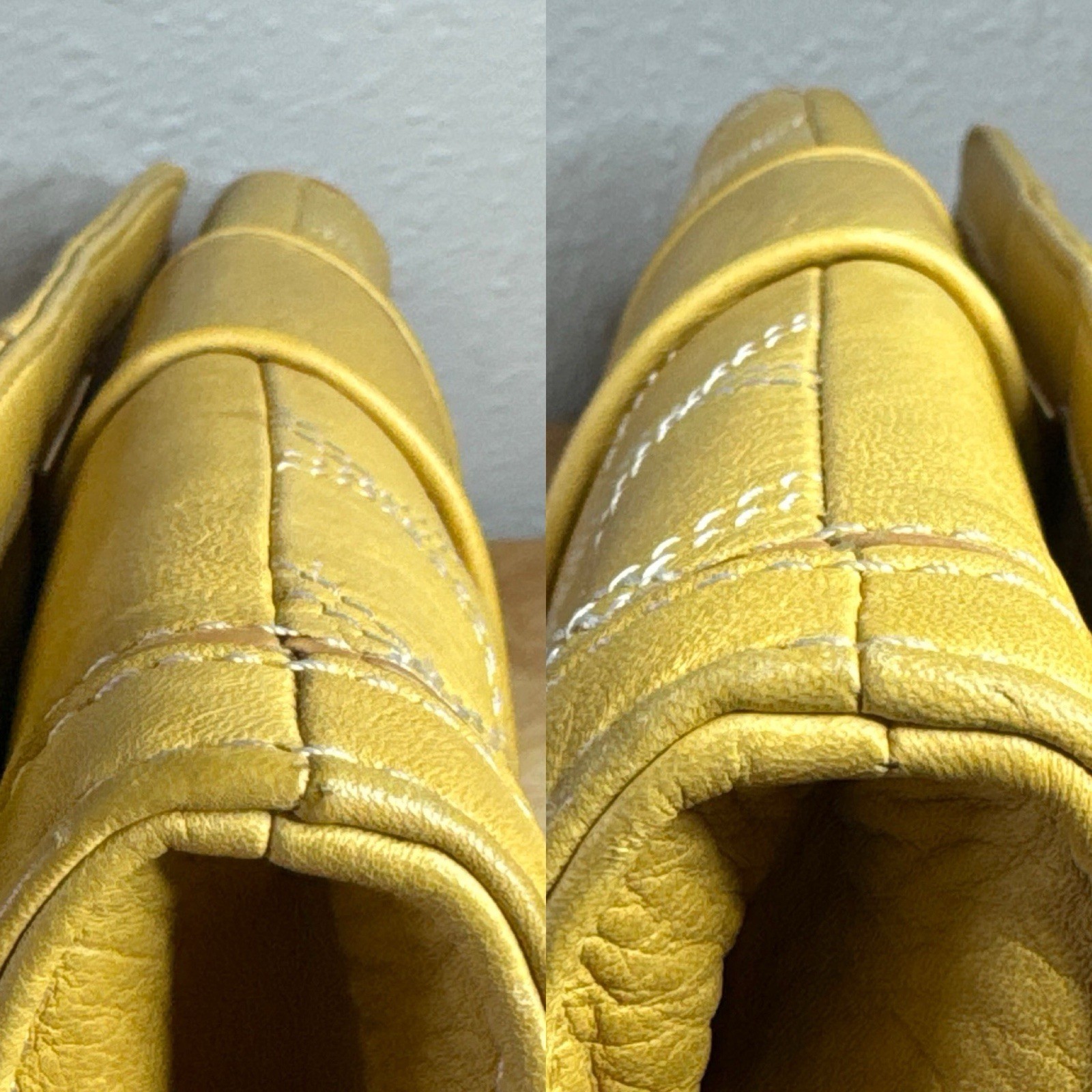 Liz Claiborne Geniune Yellow Leather Y2K Baggett Style Shoulder Handbag