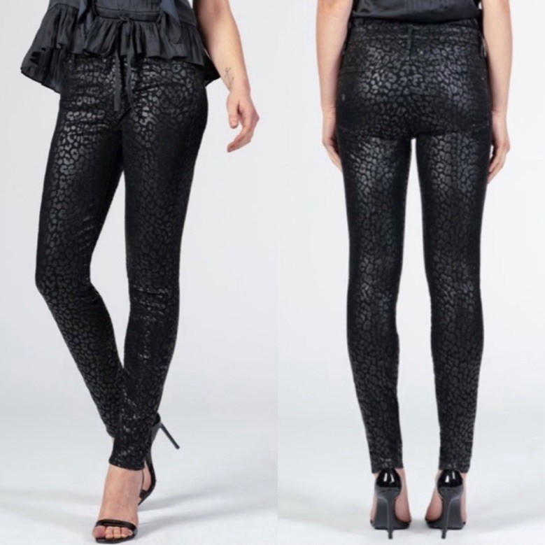 BLACK ORCHID High Rise Super Skinny GISELE Ankle Jeans Sz 26 in Black Leopard