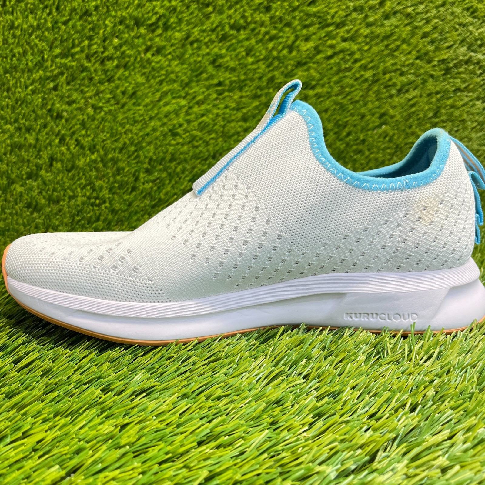 Kuru Atom Slip On Womens Size 9.5 White Blue Gum Athletic Walking Shoes Sneakers