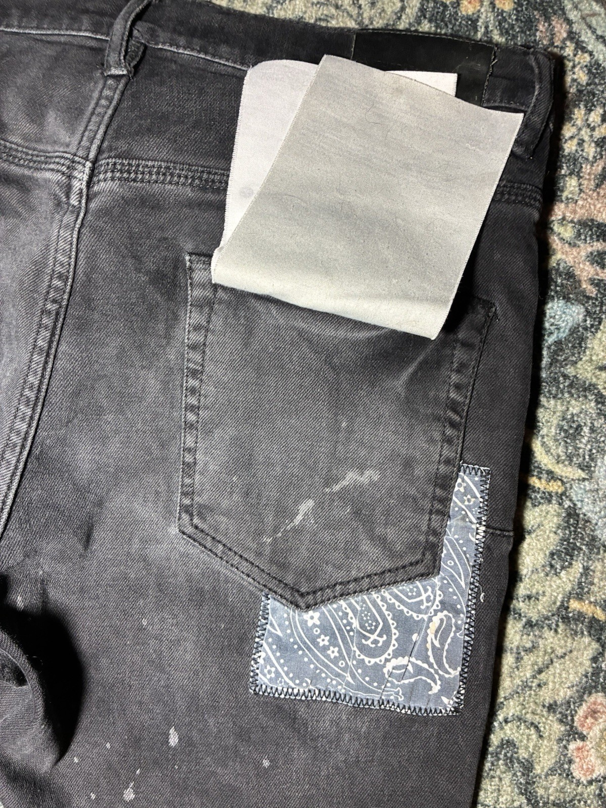 Purple Brand Men’s Black Dark Wash Distressed Skinny Stretch Denim Jeans Logo