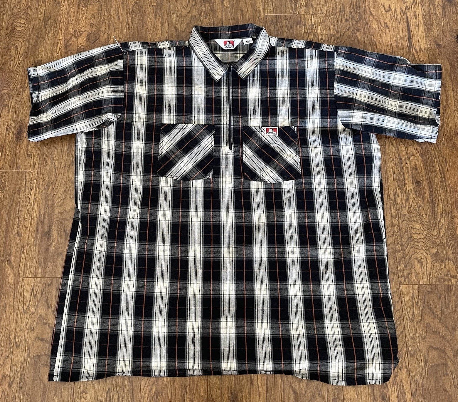 Ben Davis Shirt Mens 3XL 3XLarge Plaid 1/4 Zip Mechanic Work Chicano USA Made
