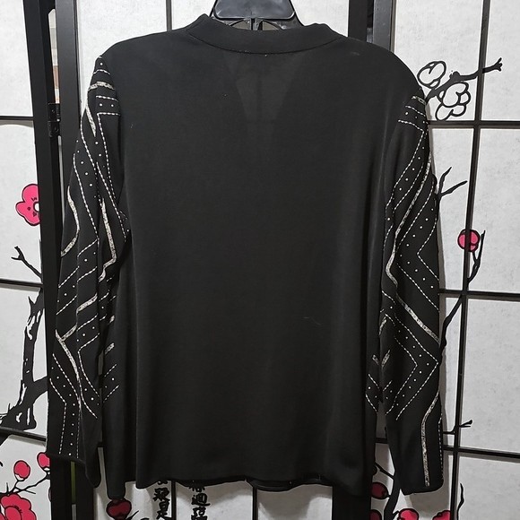 Ming Wang Black and Silver Patterned Jacket Large