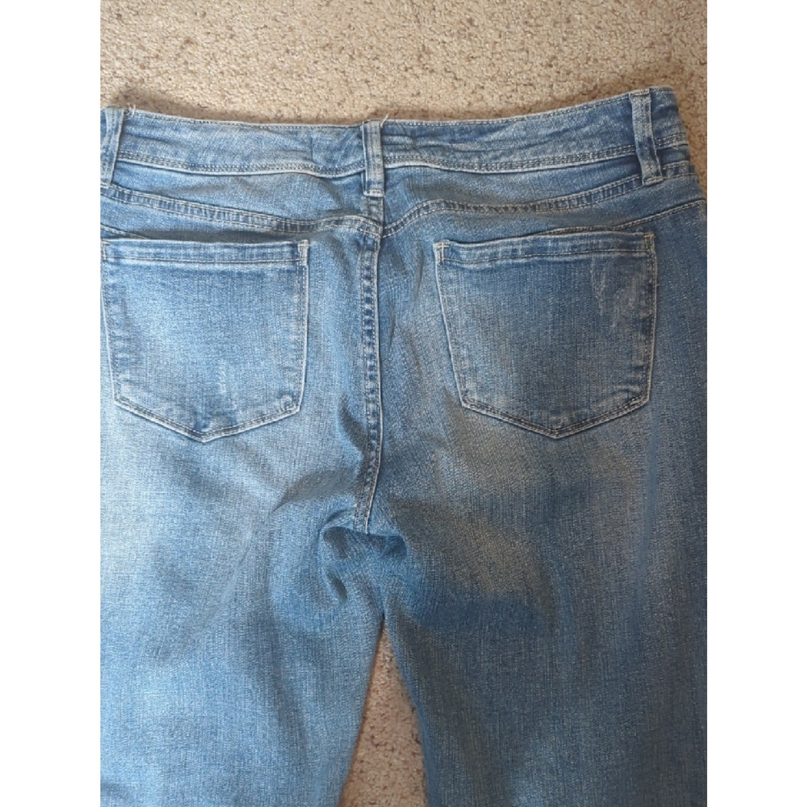 The Limited Light Wash Patchwork Straight Leg Jeans Distressed Denim