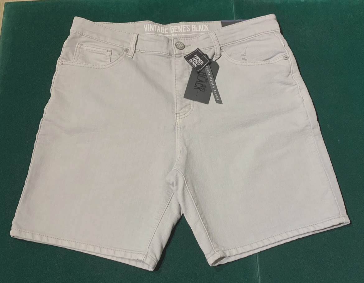 VGB Vintage Genes Black Men’s Slim Fit Comfort French Terry Denim Gray Shorts