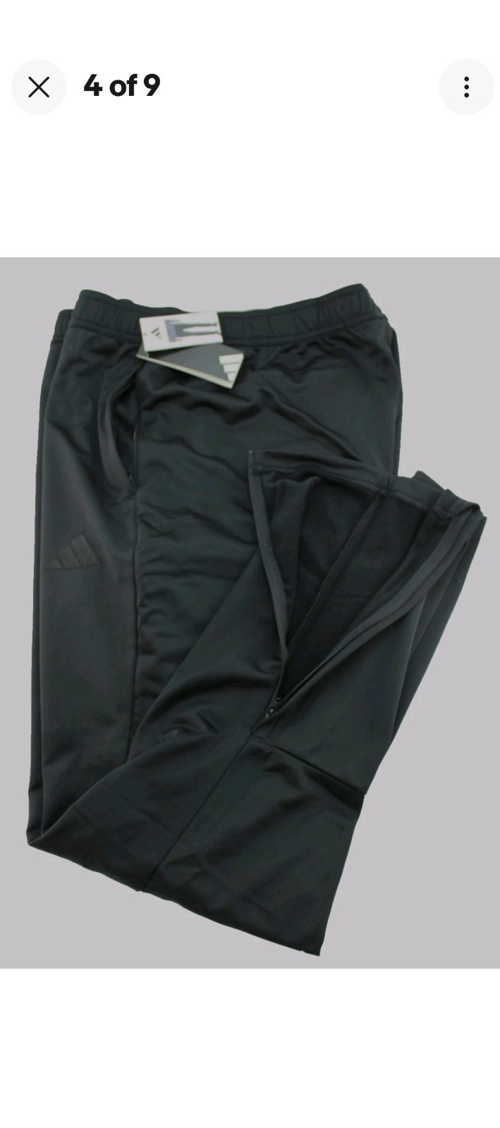ADIDAS Tricot Men’s Size Large Black/Black Stitched Logo 12″ Leg Zip Track Pants
