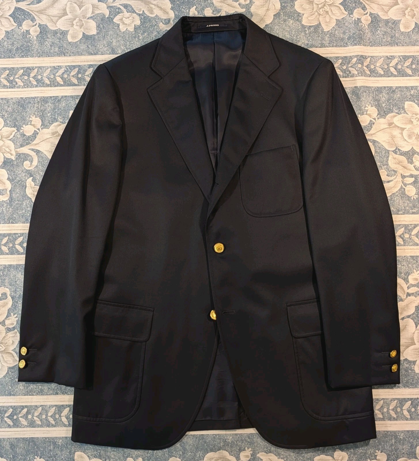 J Press Pennant 42 3/2 Roll Sack Navy Blazer Merino Wool Triple Patch Pocket