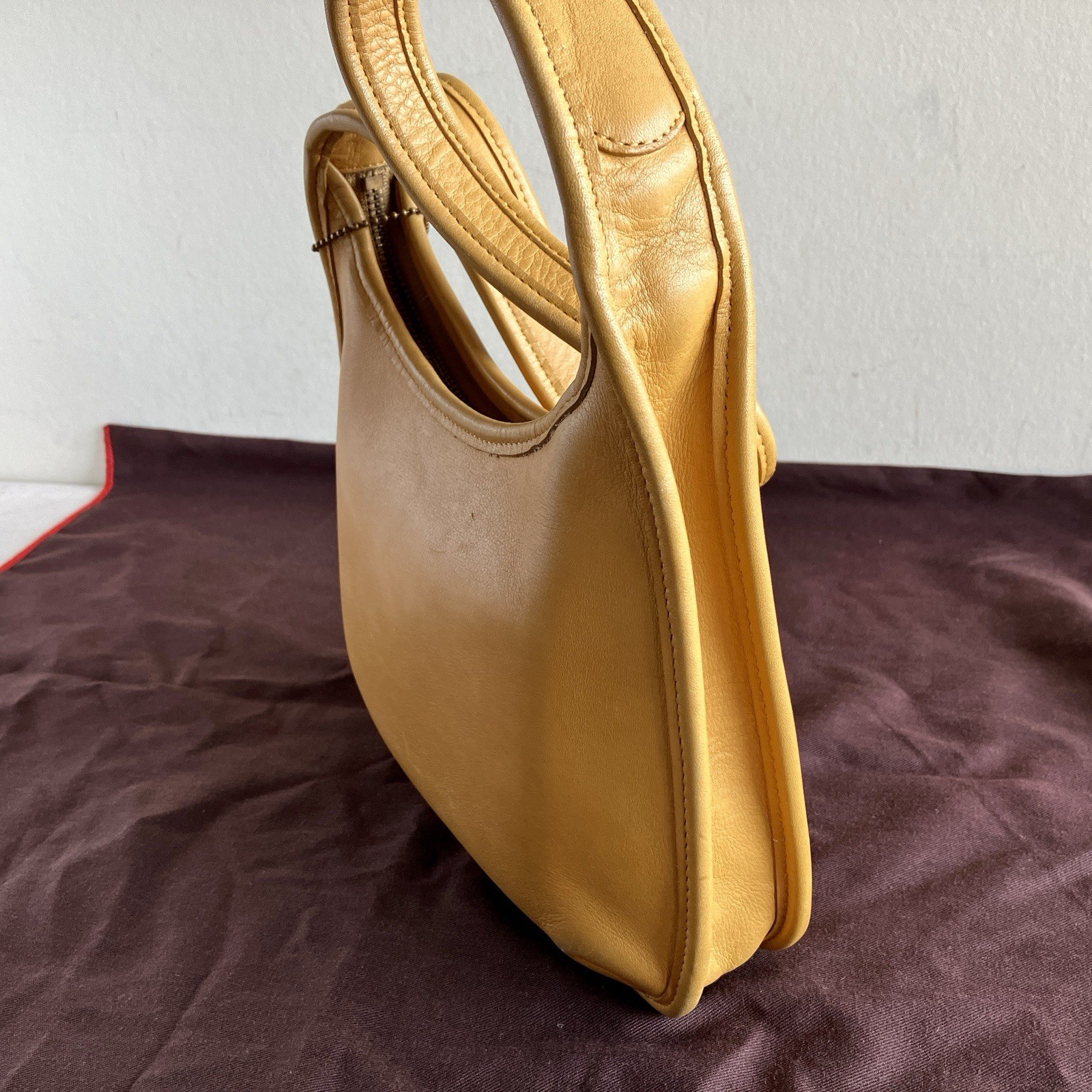 Vintage Coach Ergo Mini Zip Hobo 9020 Yellow Leather Shoulder Bag 90s USA