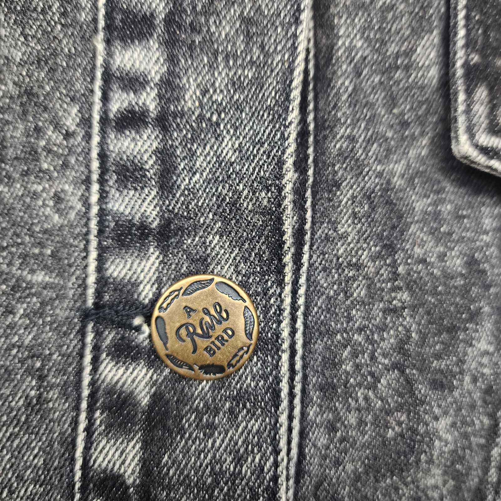 A Rare Bird American Bell Jacket Black Denim Boho Cowgirl Flag Womens NWT