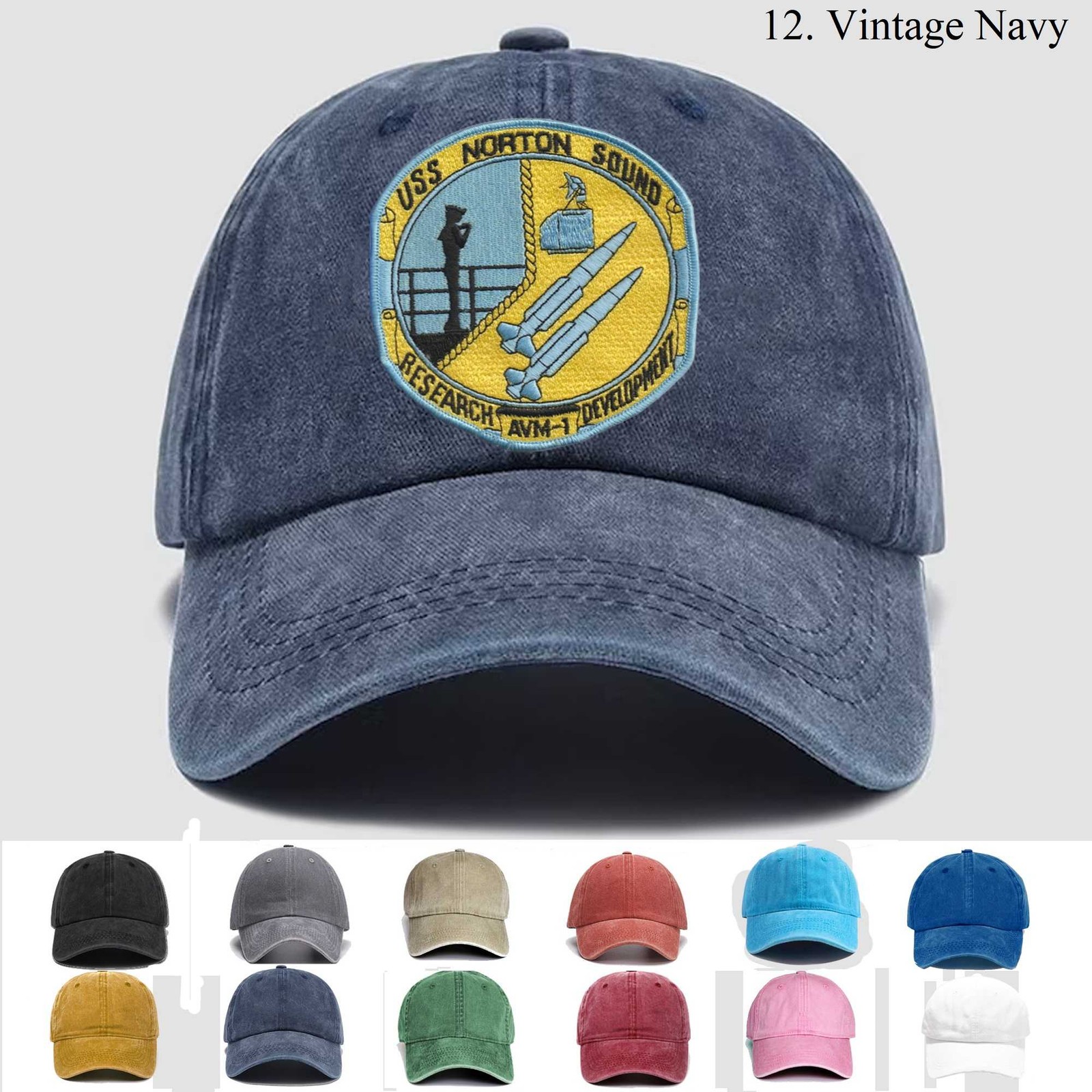 Customized Personalization Embroidered Hat Uss Norton Sound Avm-1, Trucker Hat