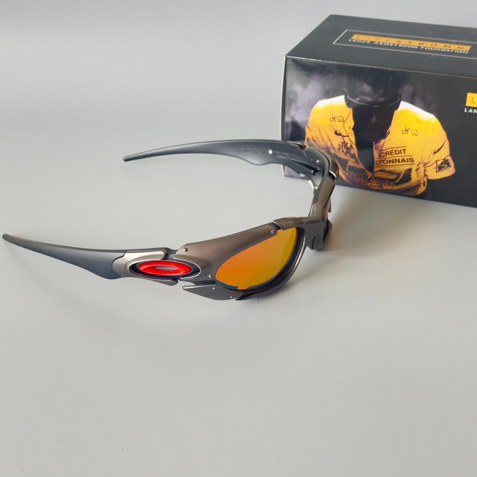 Oakley Plate Vintage 90s Silver Orange Glasses Outdoor Polarized Y2K GorpCore