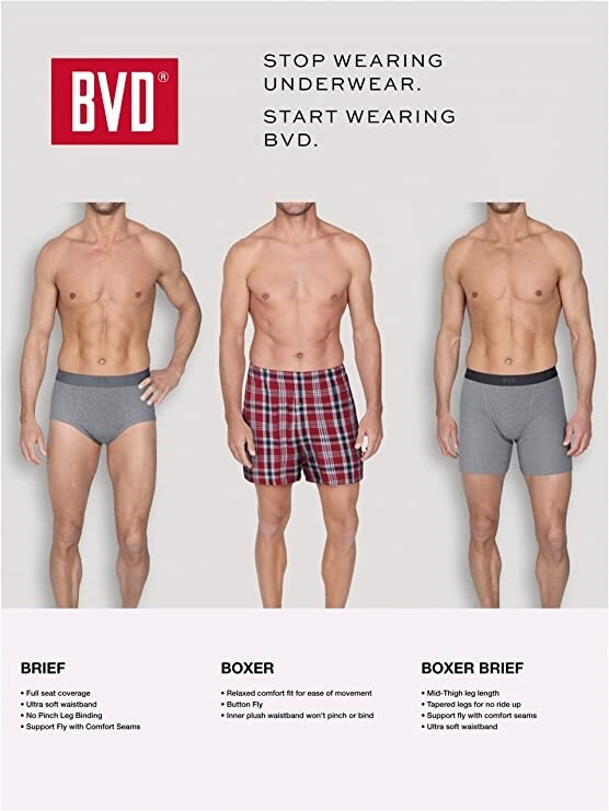 BVD® Men’s Ultra Soft Boxer Briefs, Assorted 3 Pack NEW!!! MOV3BBA
