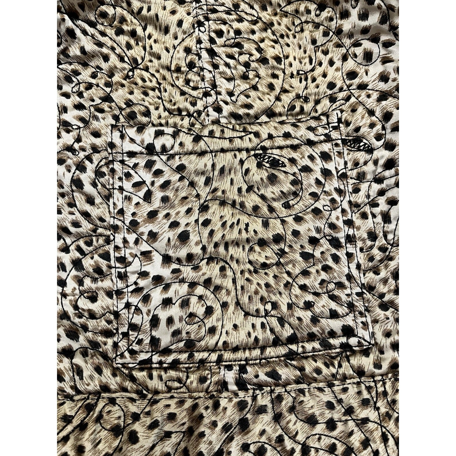 Chico’s Reversible Quilted Zip Jacket Leopard Animal Print Pockets Size 3 – A1