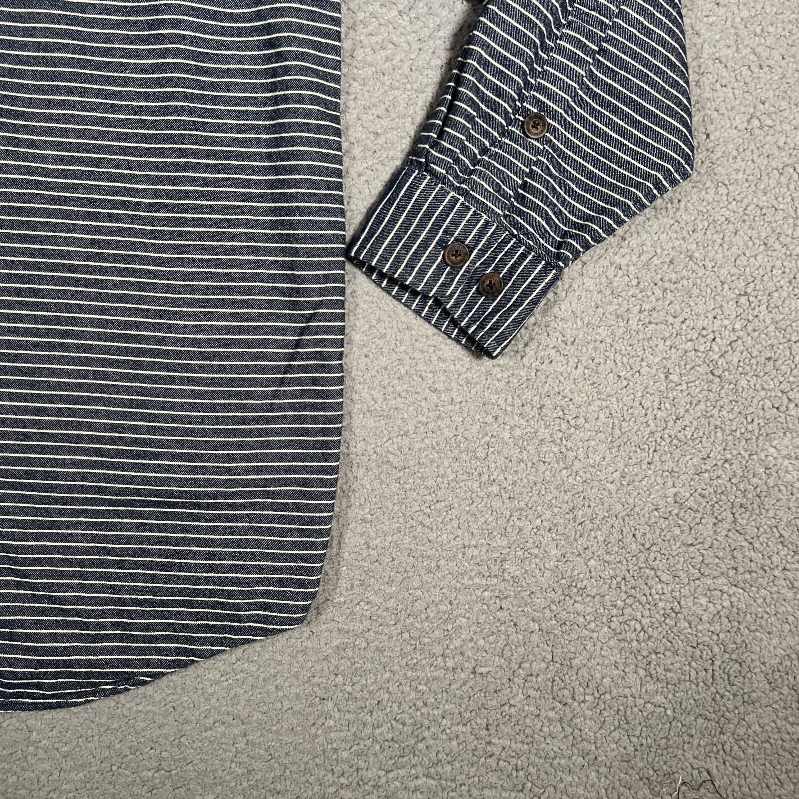 Duluth Trading Co Shirt Mens XL Tall Blue Striped Flannel Workwear Outdoor Logo