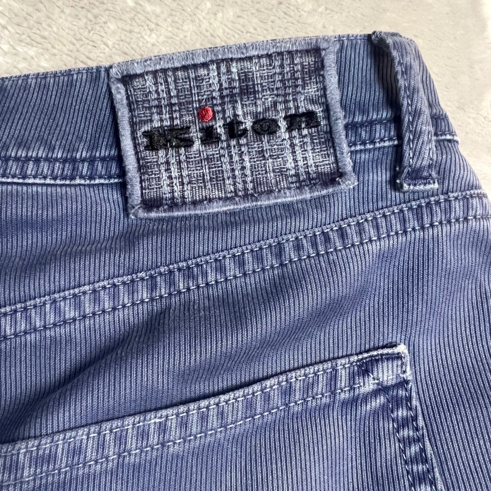 Kiton Napoli Mens 35 Corduroy Pants Blue Made in Italy Fine Wale Trousers