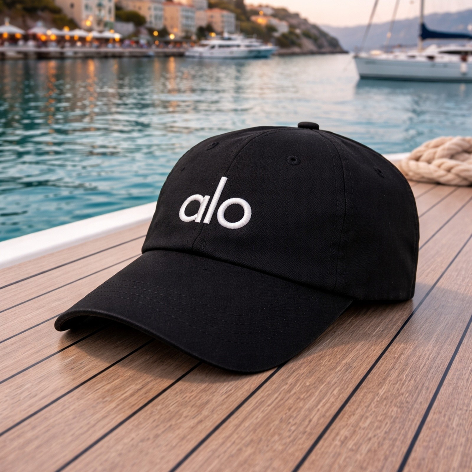 Аlo Yoga Performance Hat Black White Logo Adjustable Athletic Cap Unisex NWT