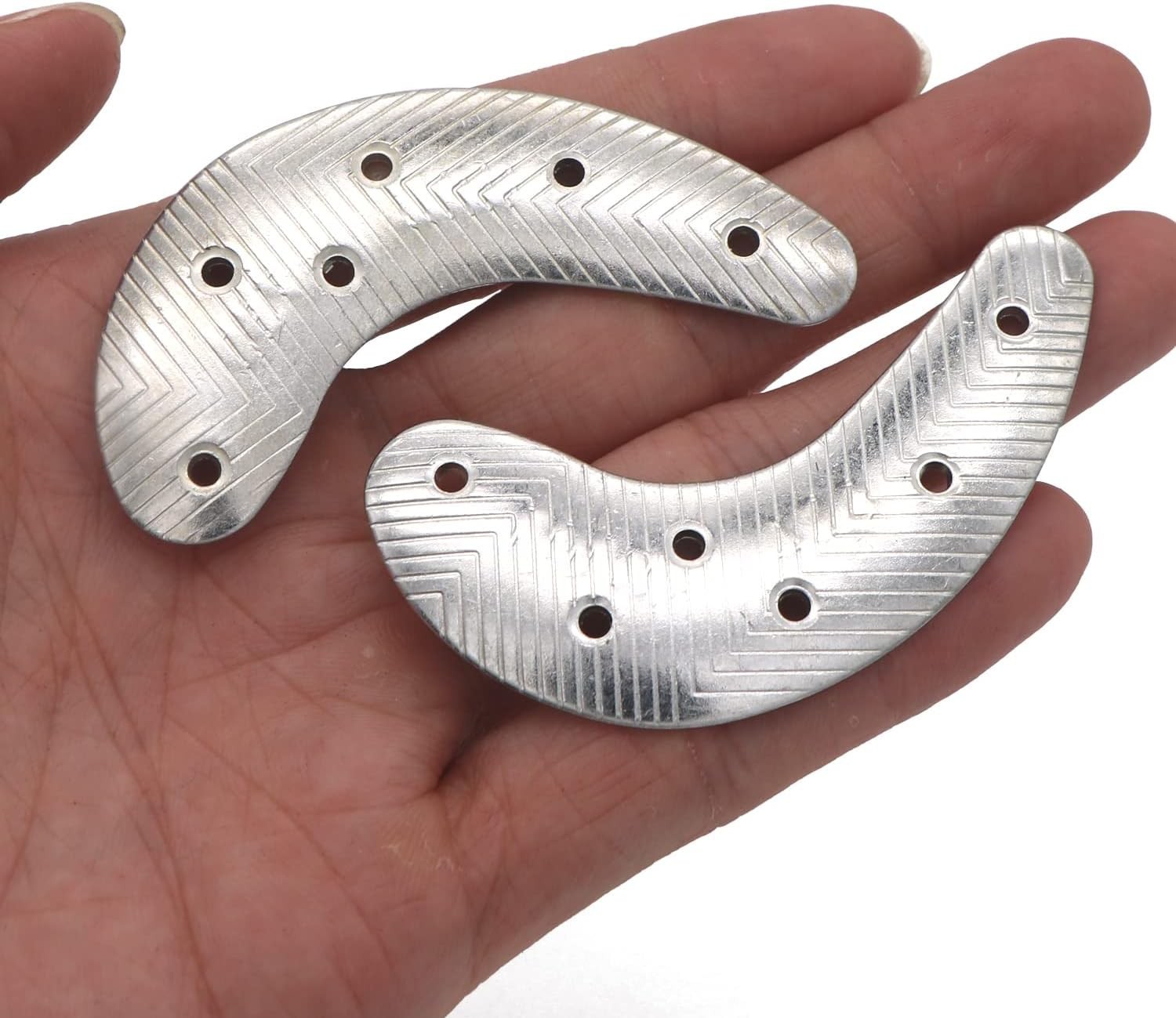 DUTWROY 3 Pairs Metal Heel Plates Half Moon with Screw Nails for Shoes
