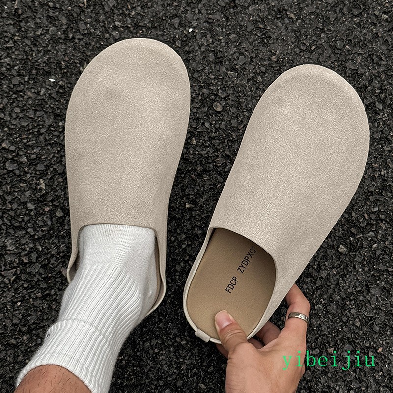 Mens Suede Mule Clogs Casual Round Toe Slippers Flat Loafers Shoes Wide