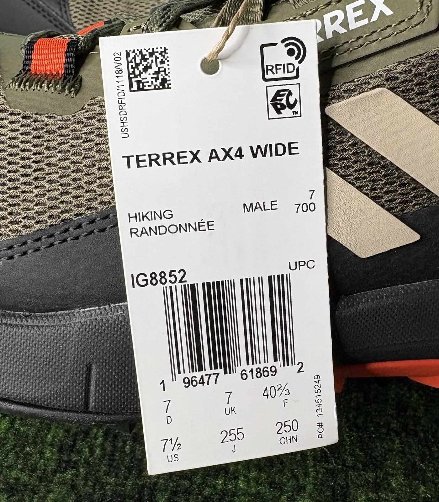 US Men’s 7.5 Wide – Adidas TERREX AX4 “Olive Strata Core Black” IG8852, Hiking