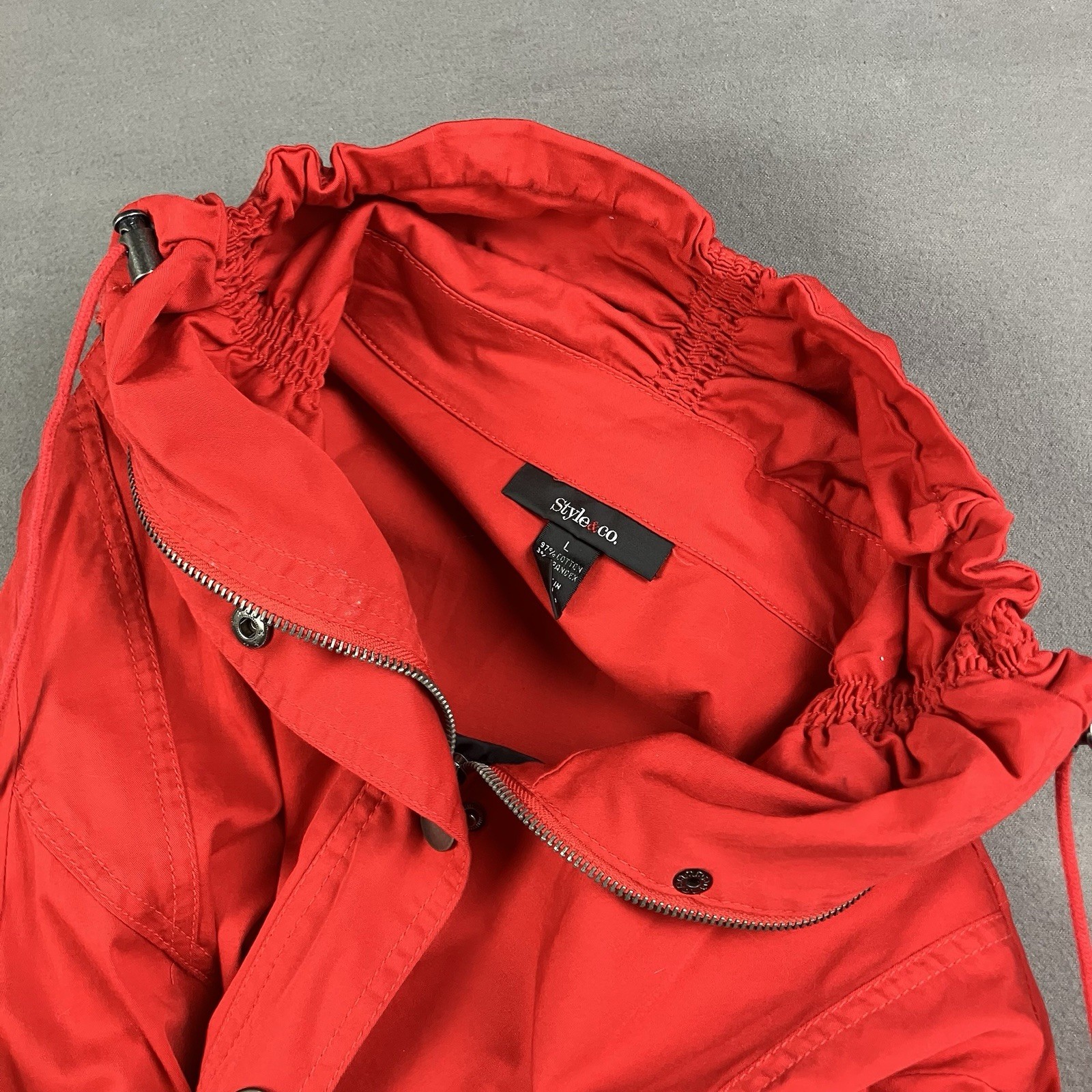 Style & Co. Women’s Size Large Red Jacket Full Zip Button Snap Outdoor Coat