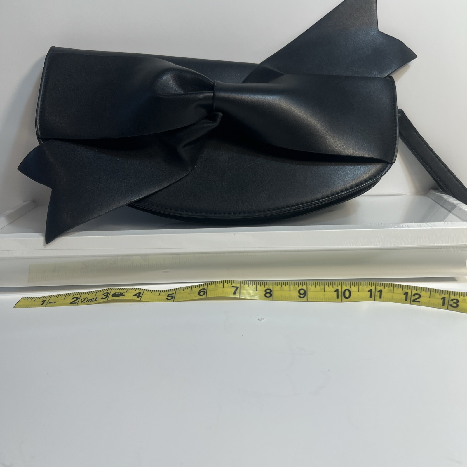 A New Day Black BOW Clutch Purse. NEW Without Tags. 11 1/2x 6 inches