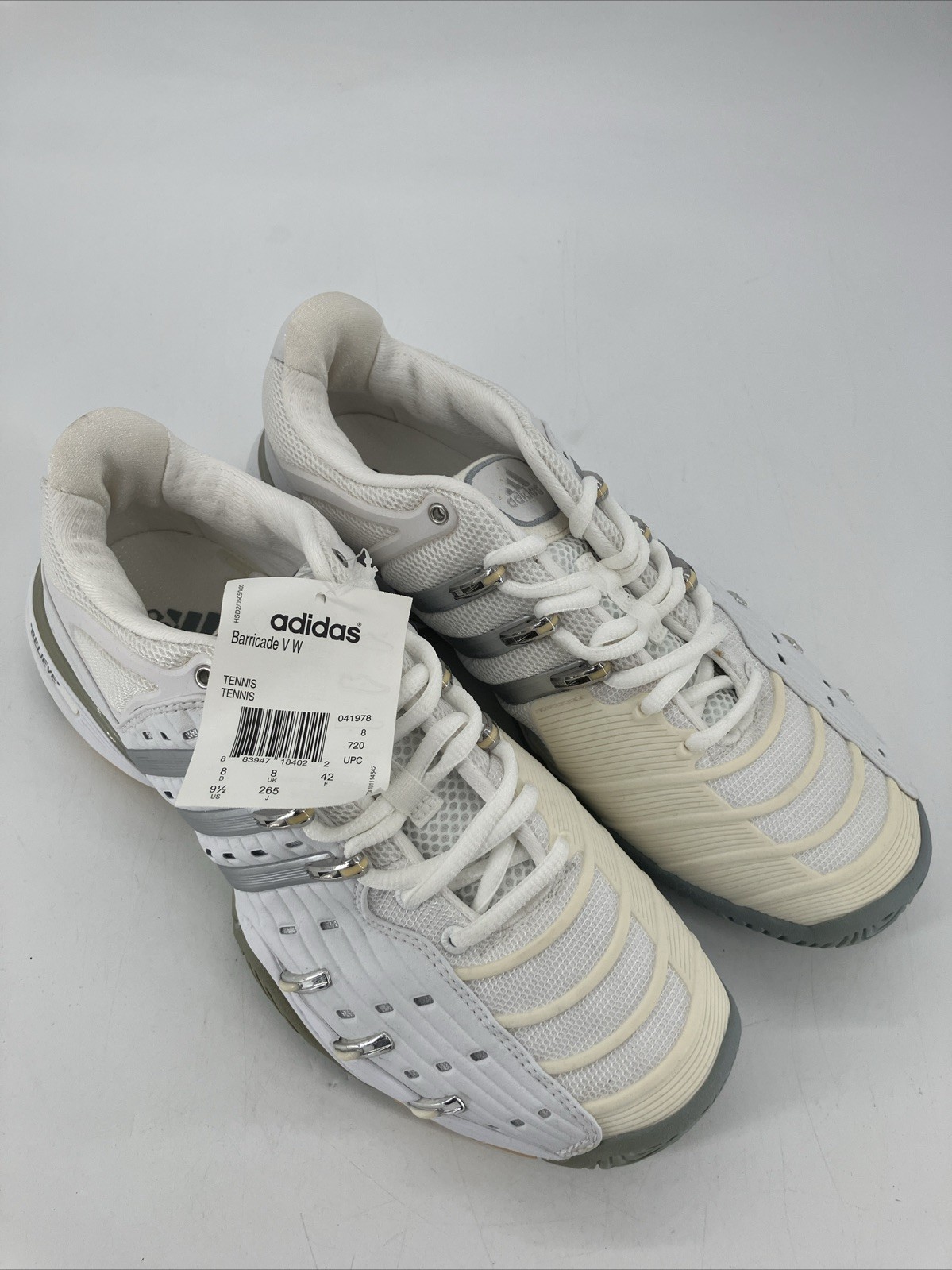 Womens Size 9.5 Adidas Barricade V Classic Tennis Shoes White Ships Fast