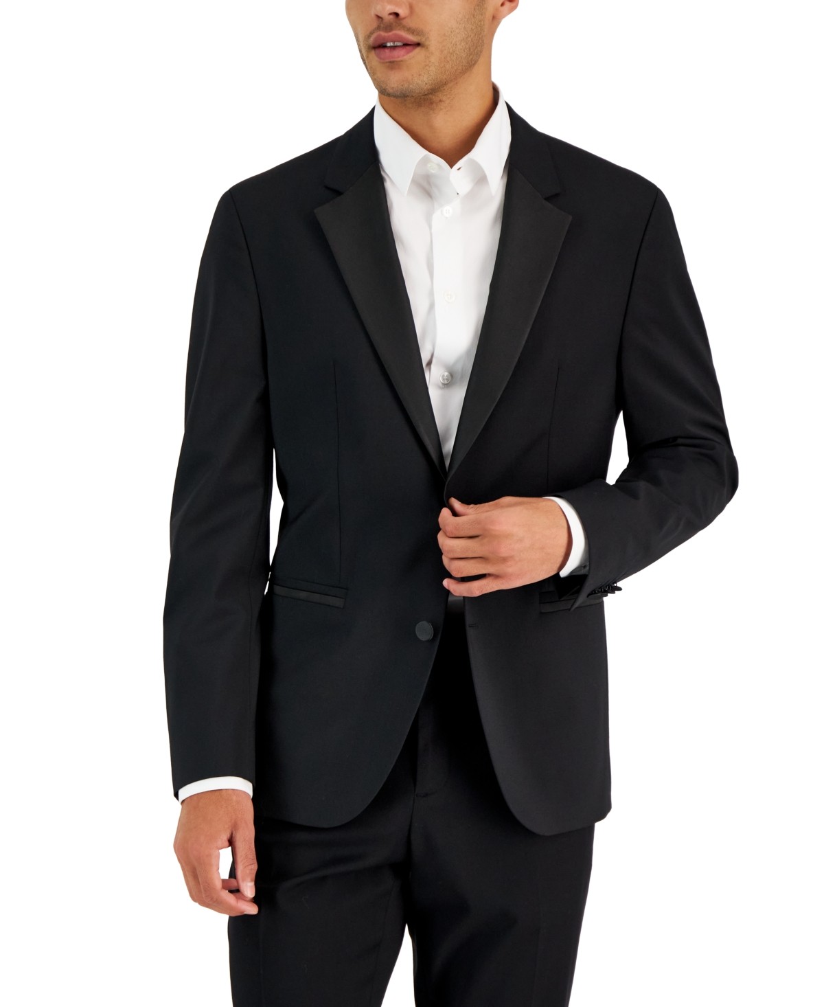 Hugo Boss Mens Modern fit Tuxedo Jacket Blazer 46 R Black Solid