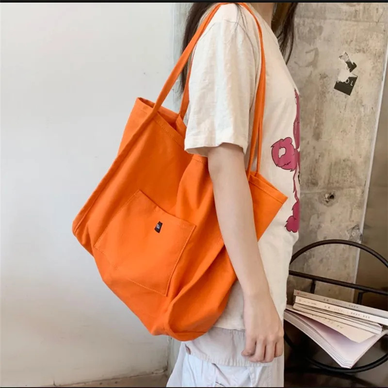 Canvas Bag High Quality Reusable Shopping Shoulder Bag Women Simple Casual Daily