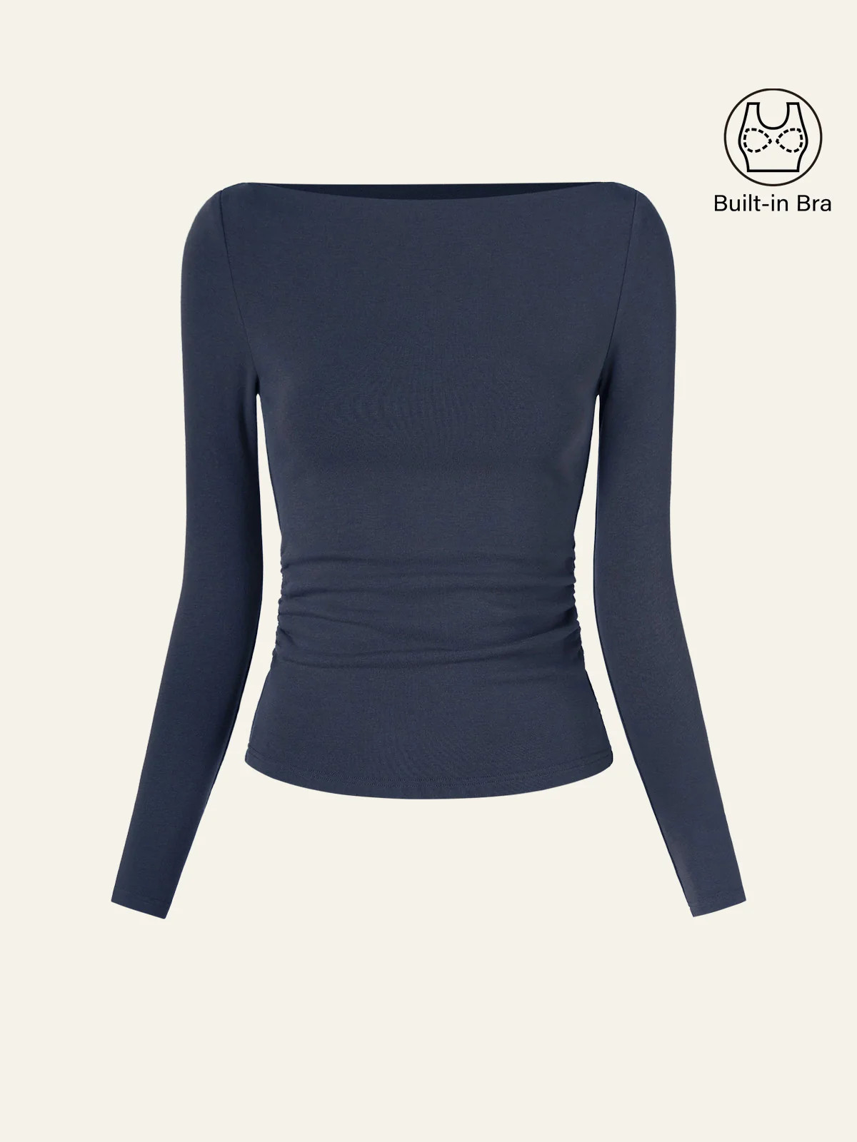 OGL Modern Side Ruched Boatneck Bra Top