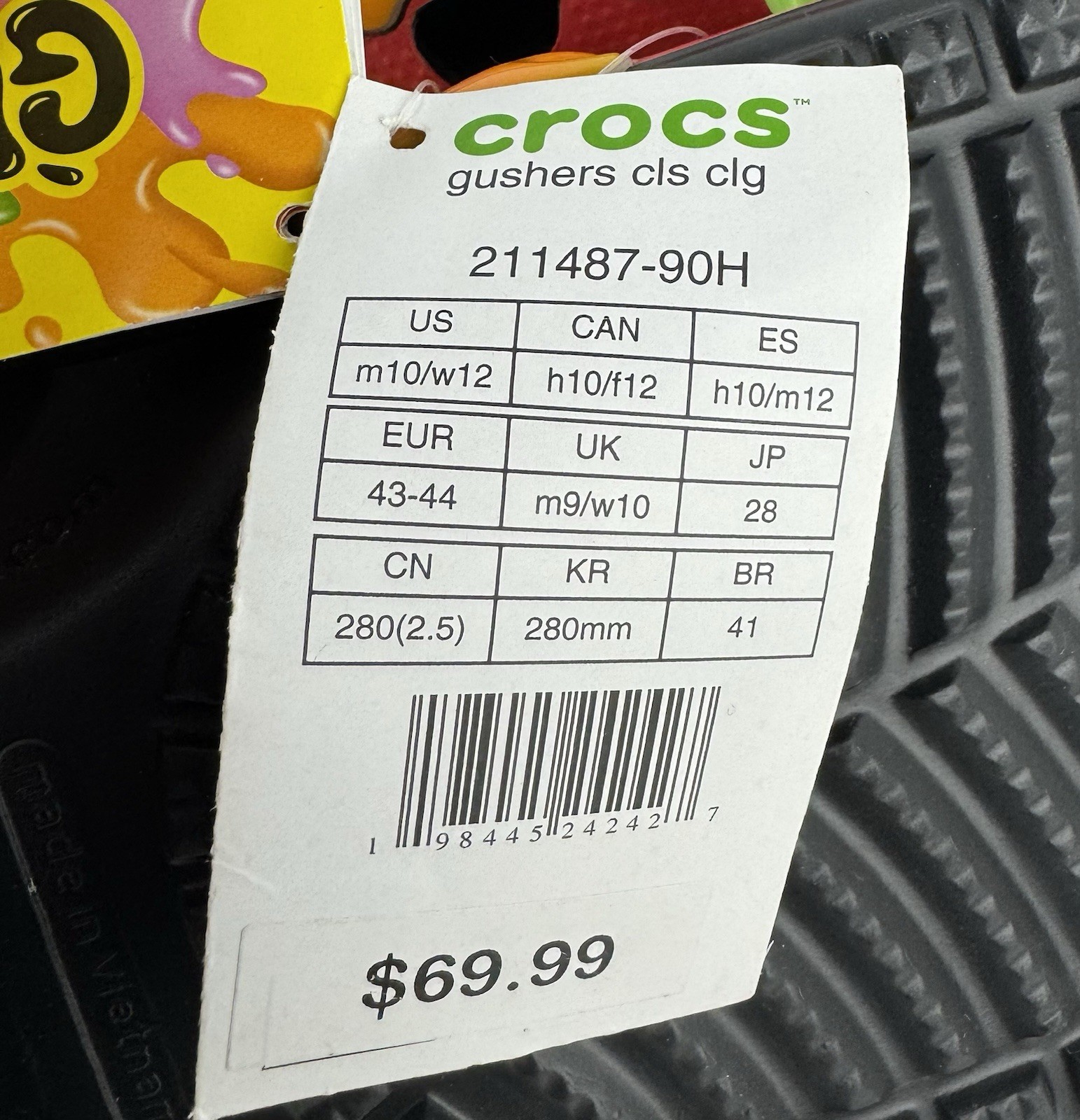 Gushers Limited Edition Candy Style Crocs Classic Clogs-211487-90H- Men’s 10