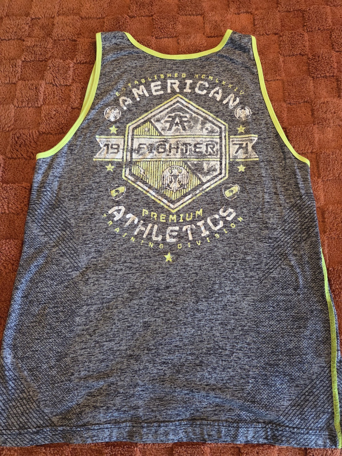American Fighter Tank Top – Gray Neon Green Yellow – Size Large