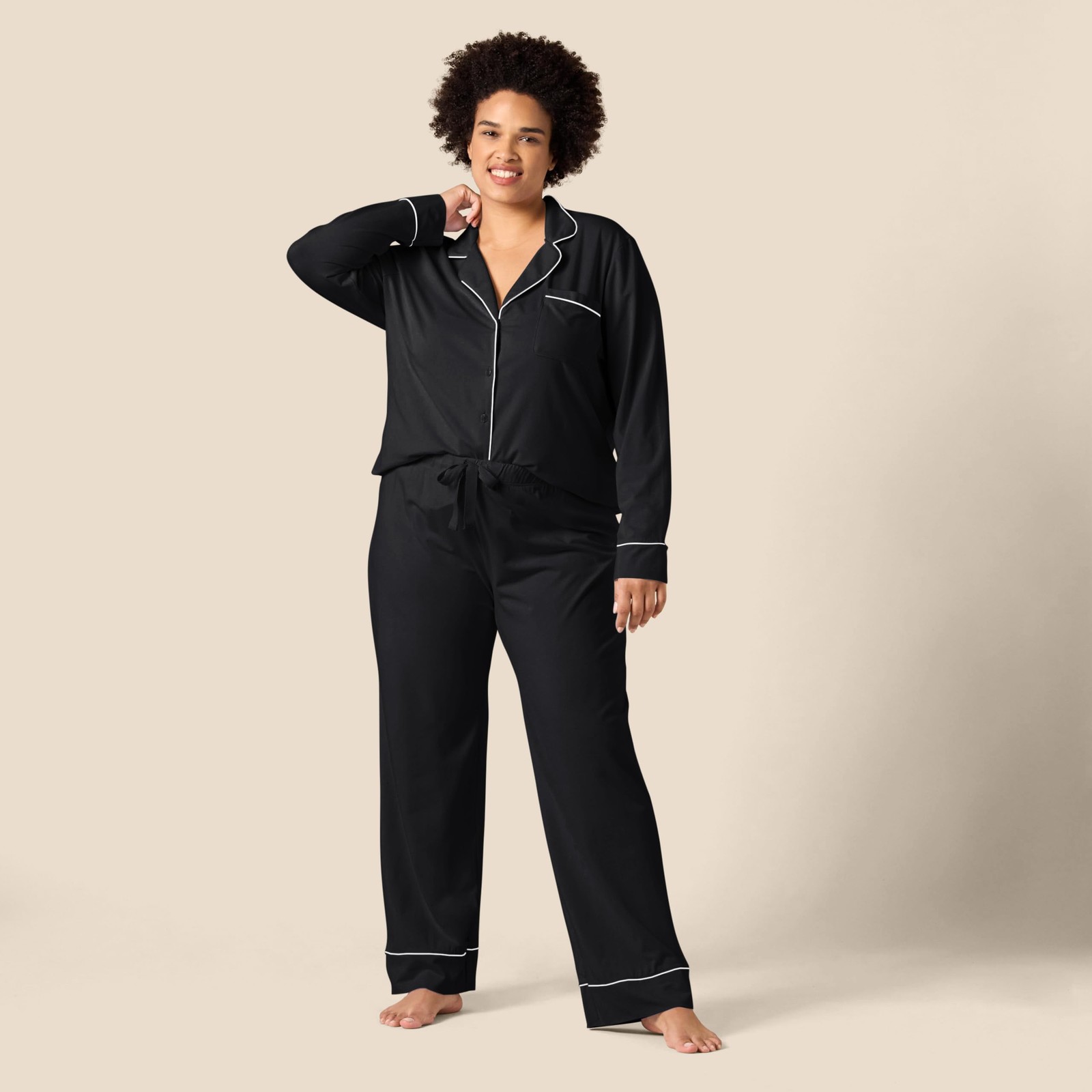 Amazon Essentials Women’s Cotton Modal Long-Sleeve Shirt and Full-Length Bottom