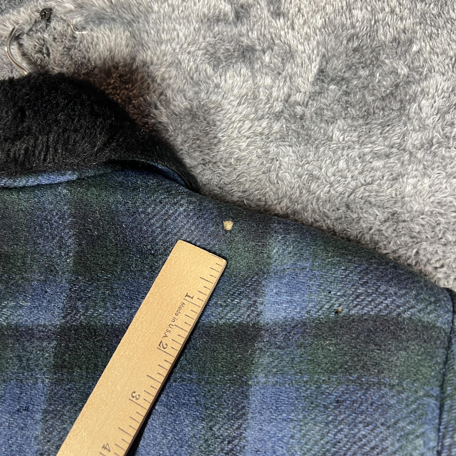 Vintage Pendleton Coat Mens 38 Blue Plaid Wool Overcoat Fur Trim Quilted 70s