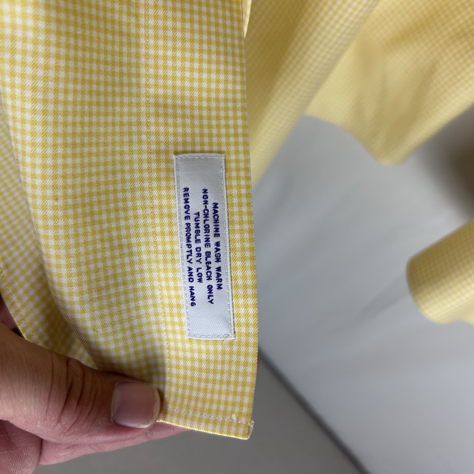 Brooks Brothers 15 1/2-35 Yellow Check Long Sleeve Button Shirt Men 100% Cotton