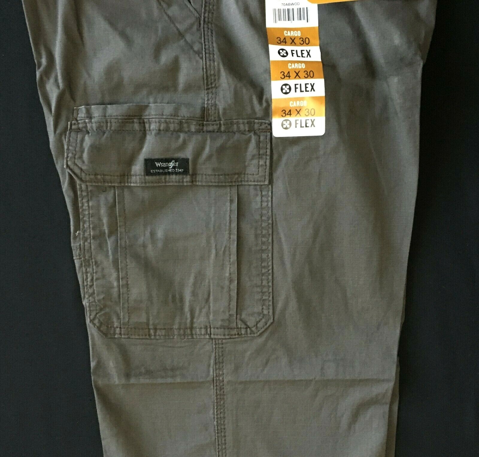 Men’s Wrangler Cargo Pants w/ Stretch Relaxed Fit Olive Drab Green CHOOSE SIZE