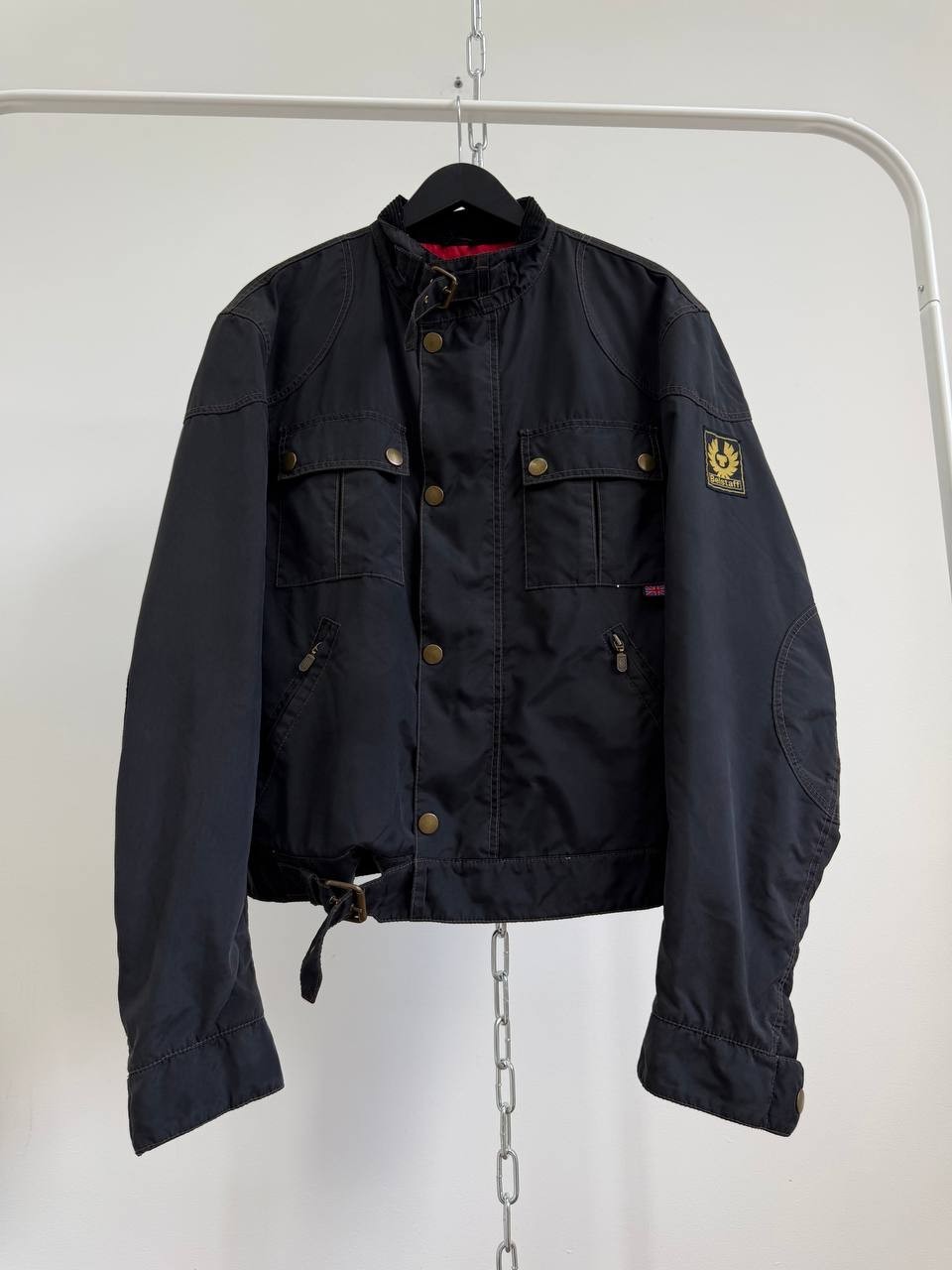 Belstaff Racemaster Gold Label Mens Nylon Biker Jacket Black Size M Made in Ital