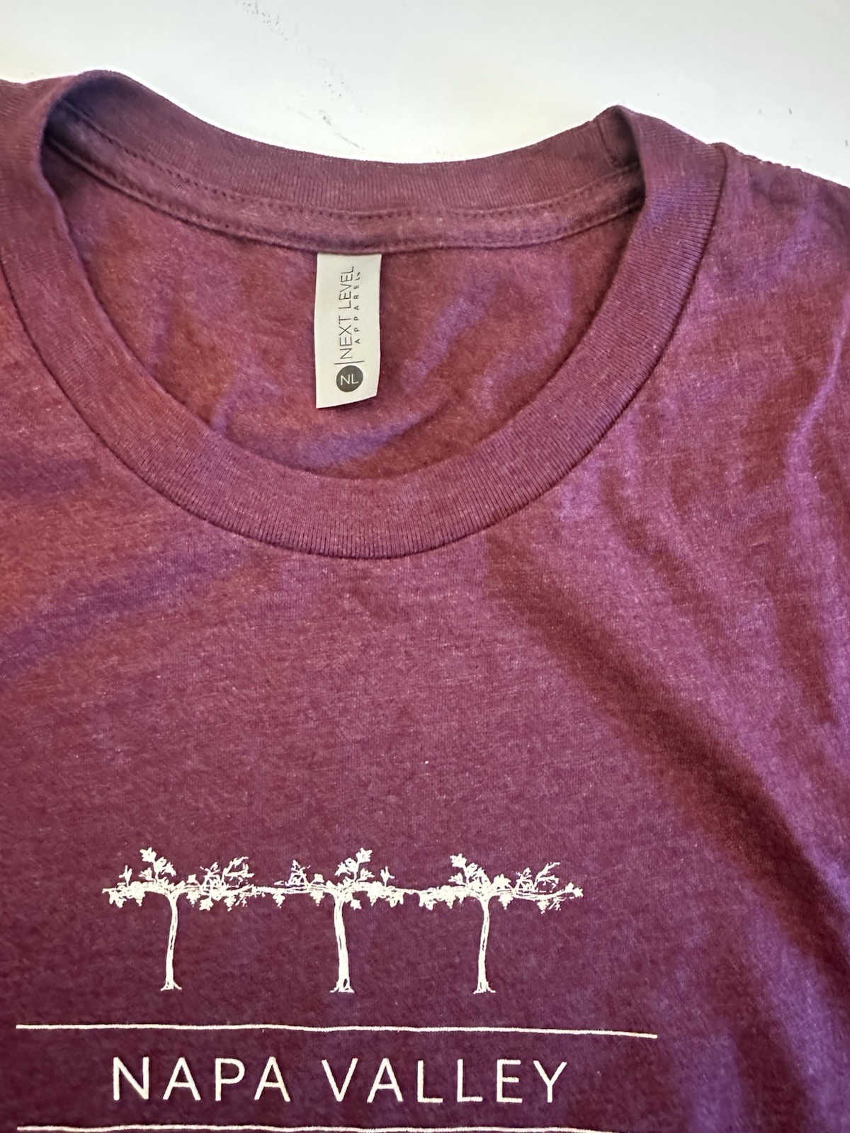 Next Level Apparel Men’s Burgundy Napa Valley Graphic Crew Neck Tee Shirt L