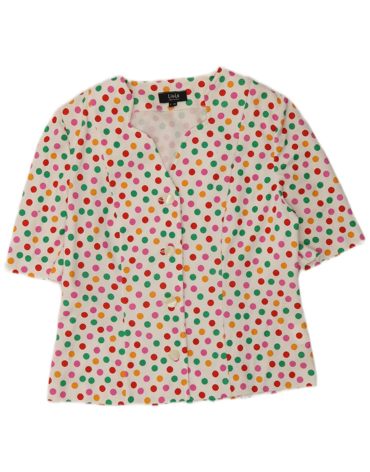 Liola Womens 4 Button 2 Piece Skirt Set IT 46 Large W28 White Polka Dot CH05