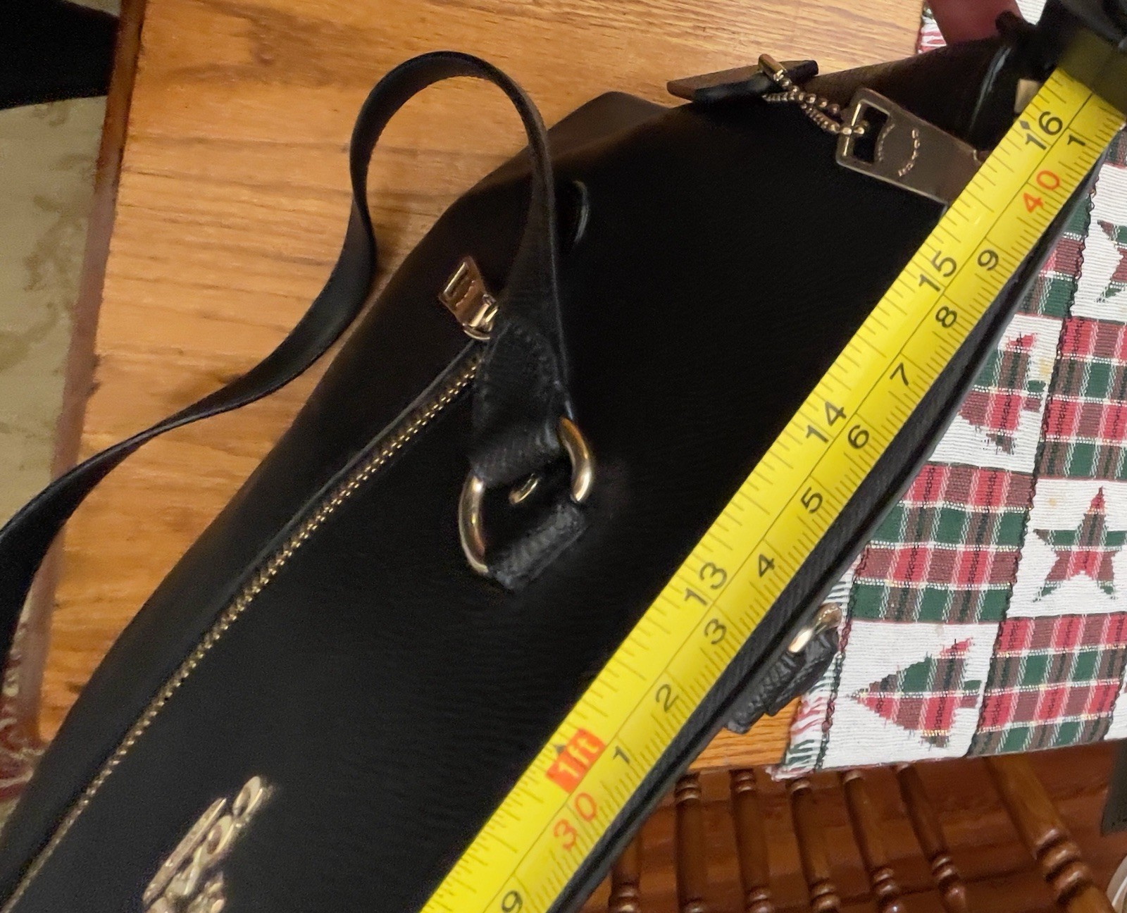 COACH CLASSIC Crossgrain Leather GALLERY Black & Gold Tote F79608 VGC