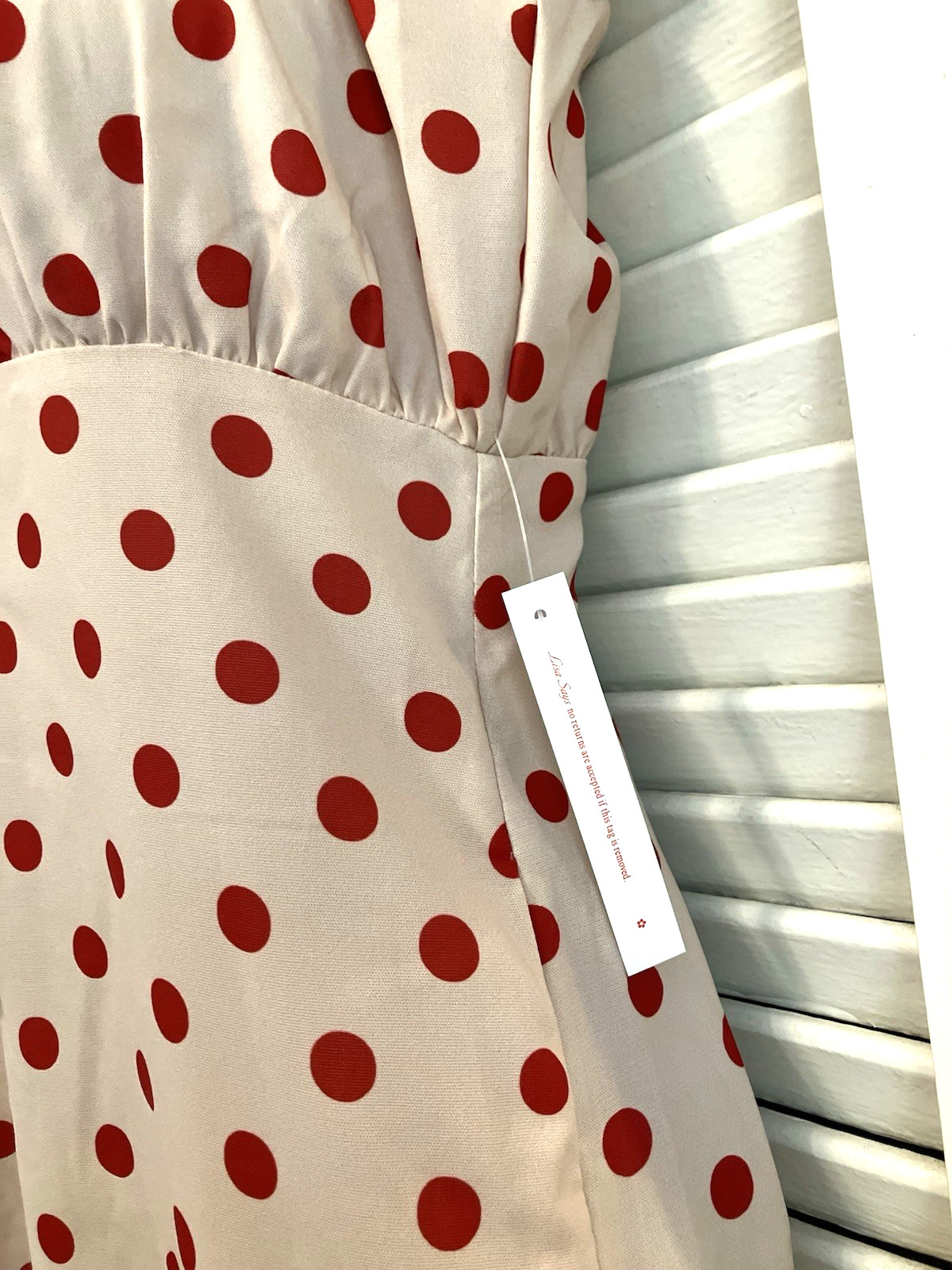 NWT’s LISA SAYS GAH THE SUZY DRESS Polka Dot Beige/Red Mini Designer SZ XS