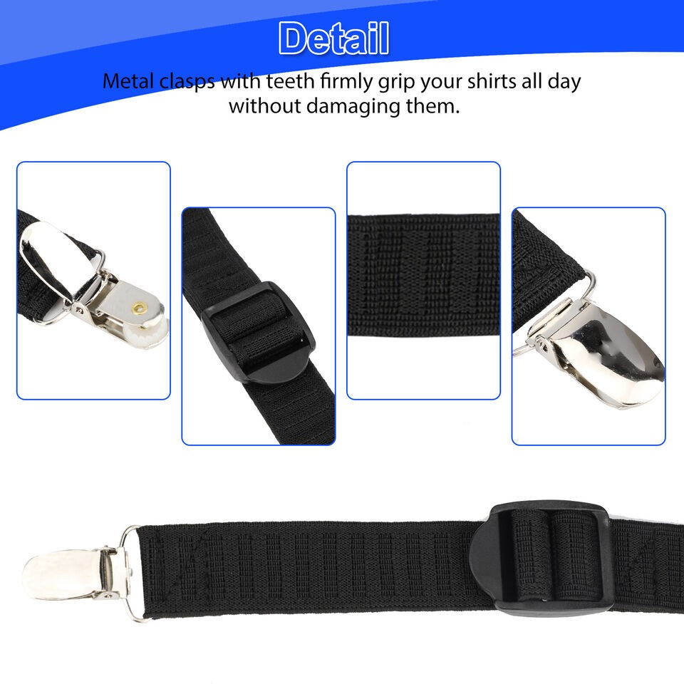 2Pcs Y-Shape Shirt Stays Rugged Design Adjustable Comfortable Garters Non-Slip