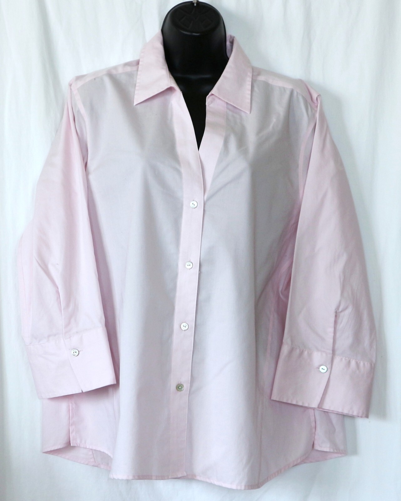 FOXCROFT NYC Pink No Iron Stretch VNck Blse 48 In Chest 27.5 In Long Sz XL EXC
