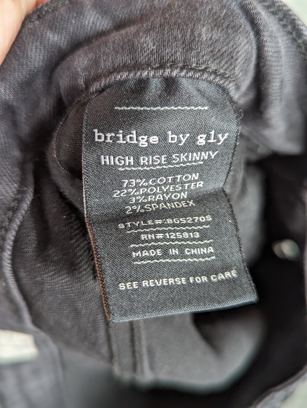 Bridge by Gly Structured Denim High Rise Skinny Distressed Black Size 27