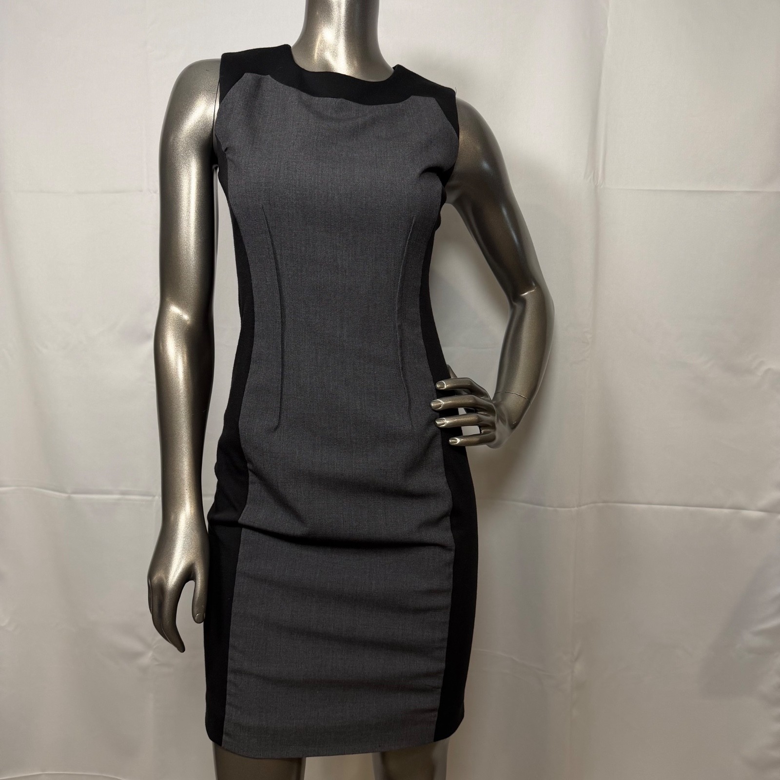 Calvin Klein Womens Black Grey Textured Colorblock Sheath Dress Size 10