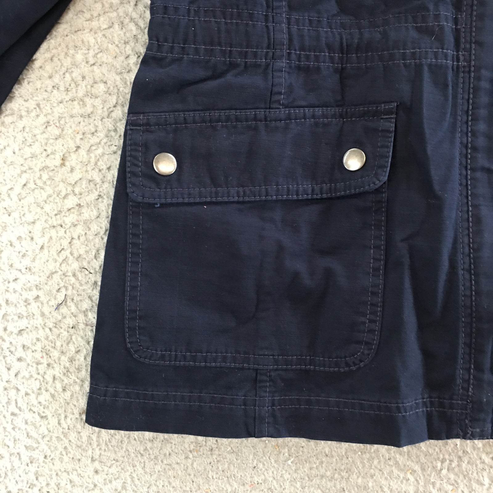Talbots Safari Utility Jacket Womens XS Long Sleeve Full Zip Collared Denim Blue