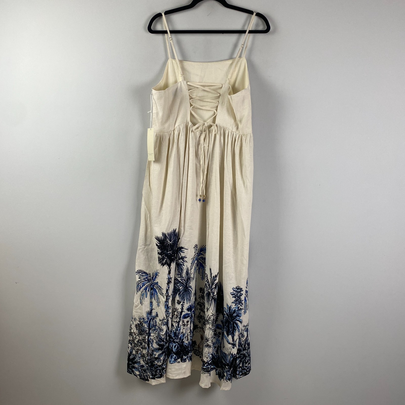 Calypso St Barth Ivory Linen Blend Boho Maxi Dress XL Floral Resort Coastal