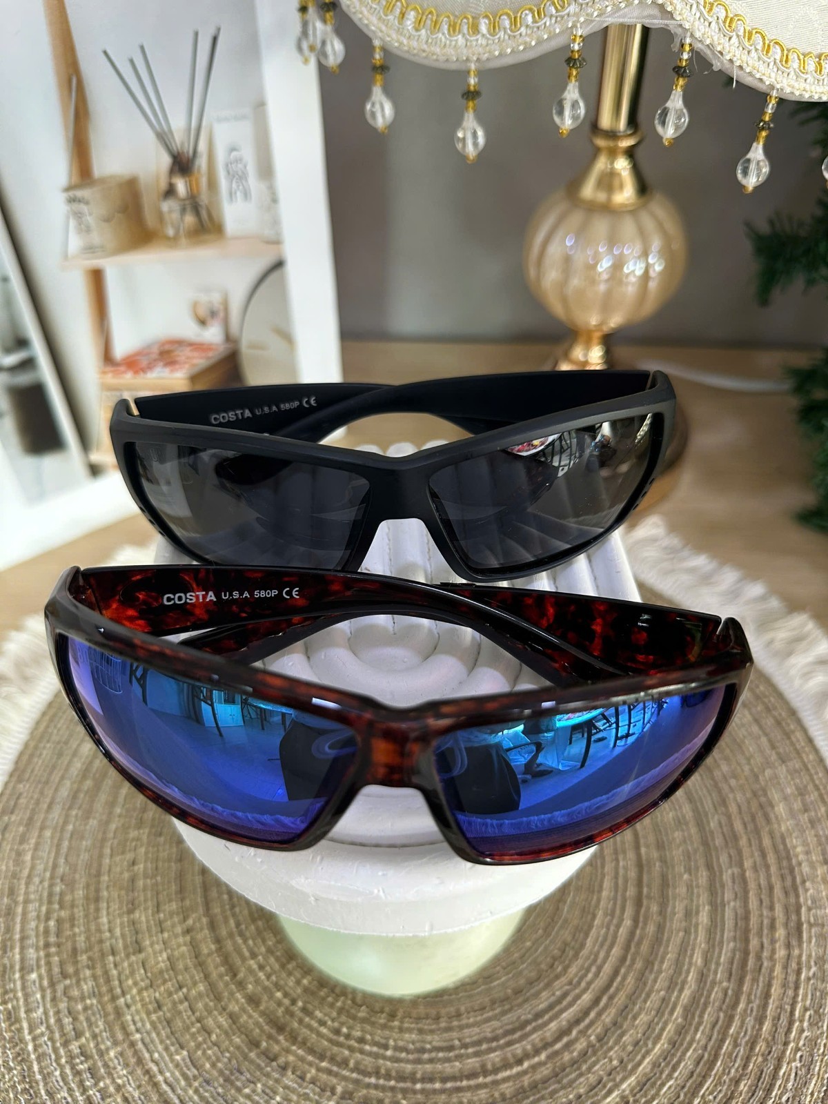 COSTA Del Mar Tuna Alley Sunglasses – Polarized 580P Lenses – Black / Blue NEW