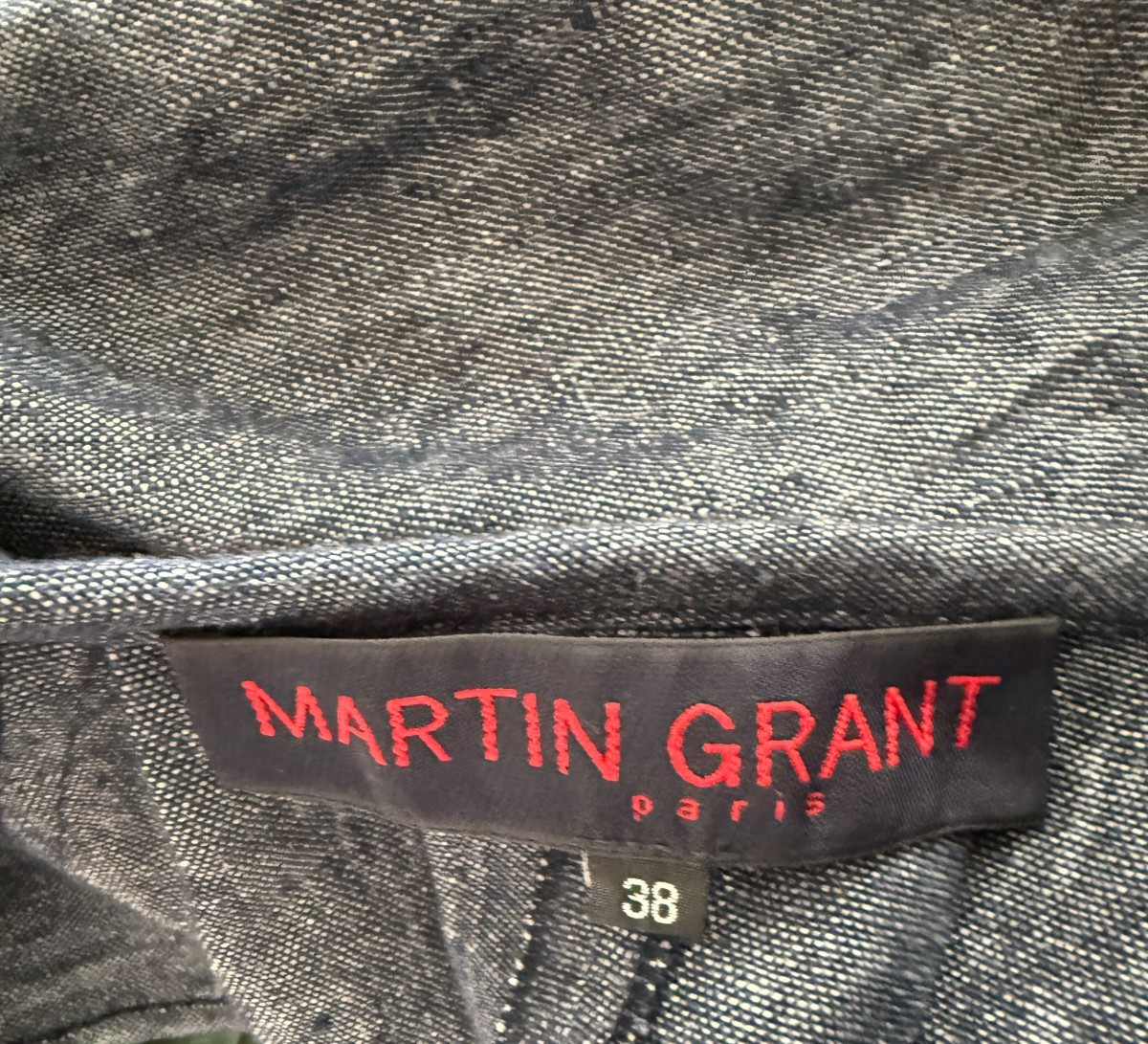 Martin Grant Paris Blue Linen Belted Midi Dress SZ 38/ US 6-8