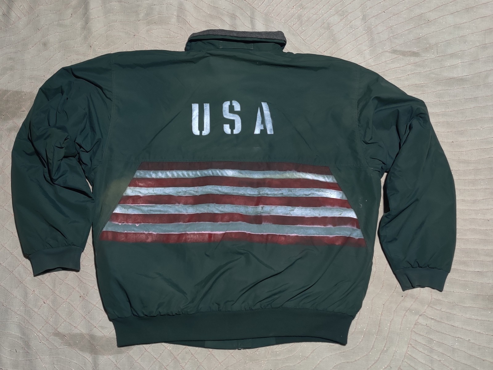 Vintage Patagonia Shelled Synchilla Jacket Green USA Flag Custom Size XL